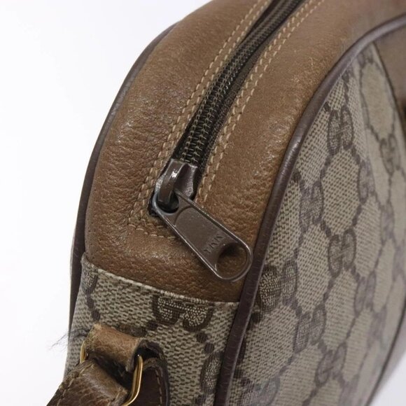 GUCCI GG Supreme Web Sherry Line Clutch Bag PVC Beige Gold - Picture 8 of 16